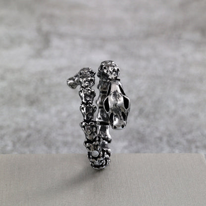 Vintage Stainless Steel Viking Snake Bone Ring for Men