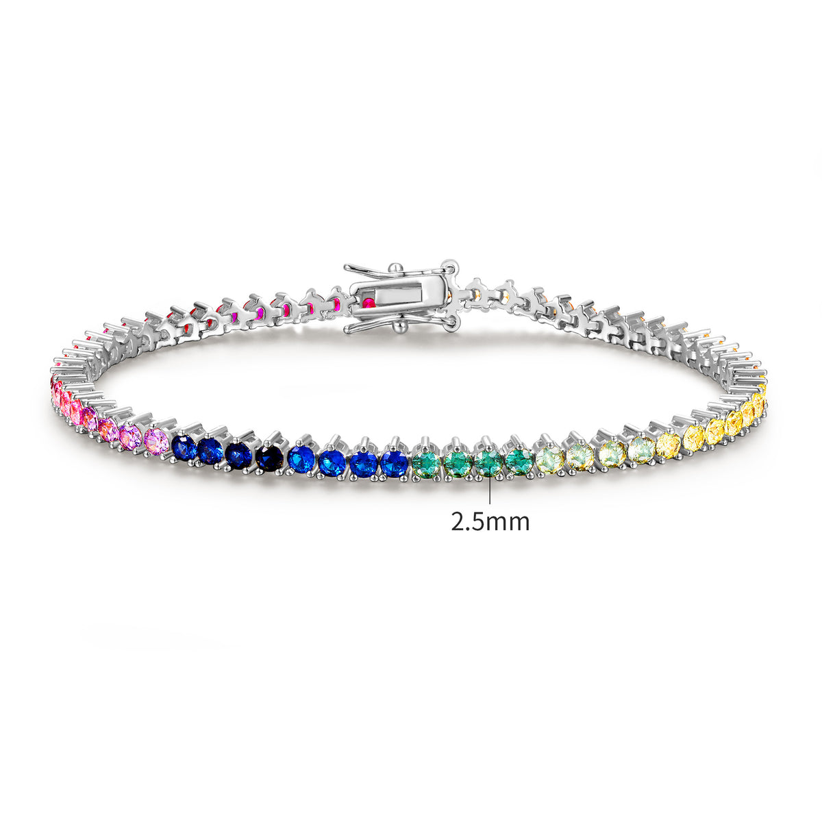 Women&Men's 2.5mm Gradient Zircon Tennis Ball Three-Claw Bracelet