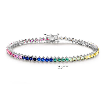 Women&Men's 2.5mm Gradient Zircon Tennis Ball Three-Claw Bracelet