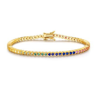 Women&Men's 2mm Round Gradient Colored Zircon Tennis Bracelet