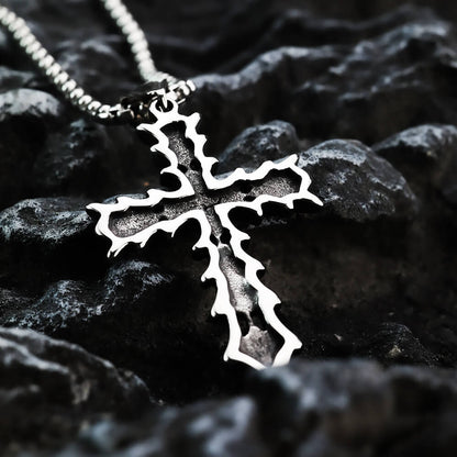 Vintage Antique Finish Stainless Steel Gothic Ornate Cross Pendant Necklace for Men