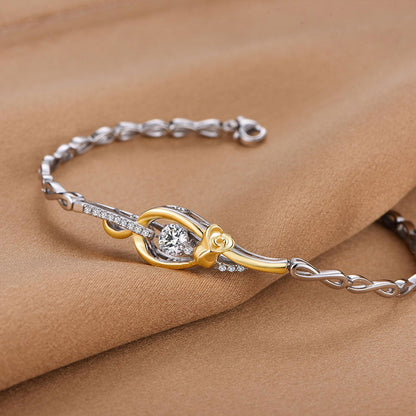 Women's White & Gold Hollow Rose Shape Beating Shinny Bracelet