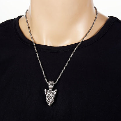 Men's Triangular Rune Arrow Pendant Necklace