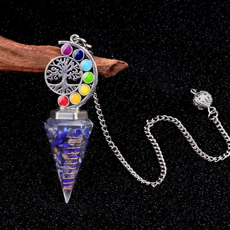 Colorful Life Tree Crystal Gravel Resin Spirit Pendulum