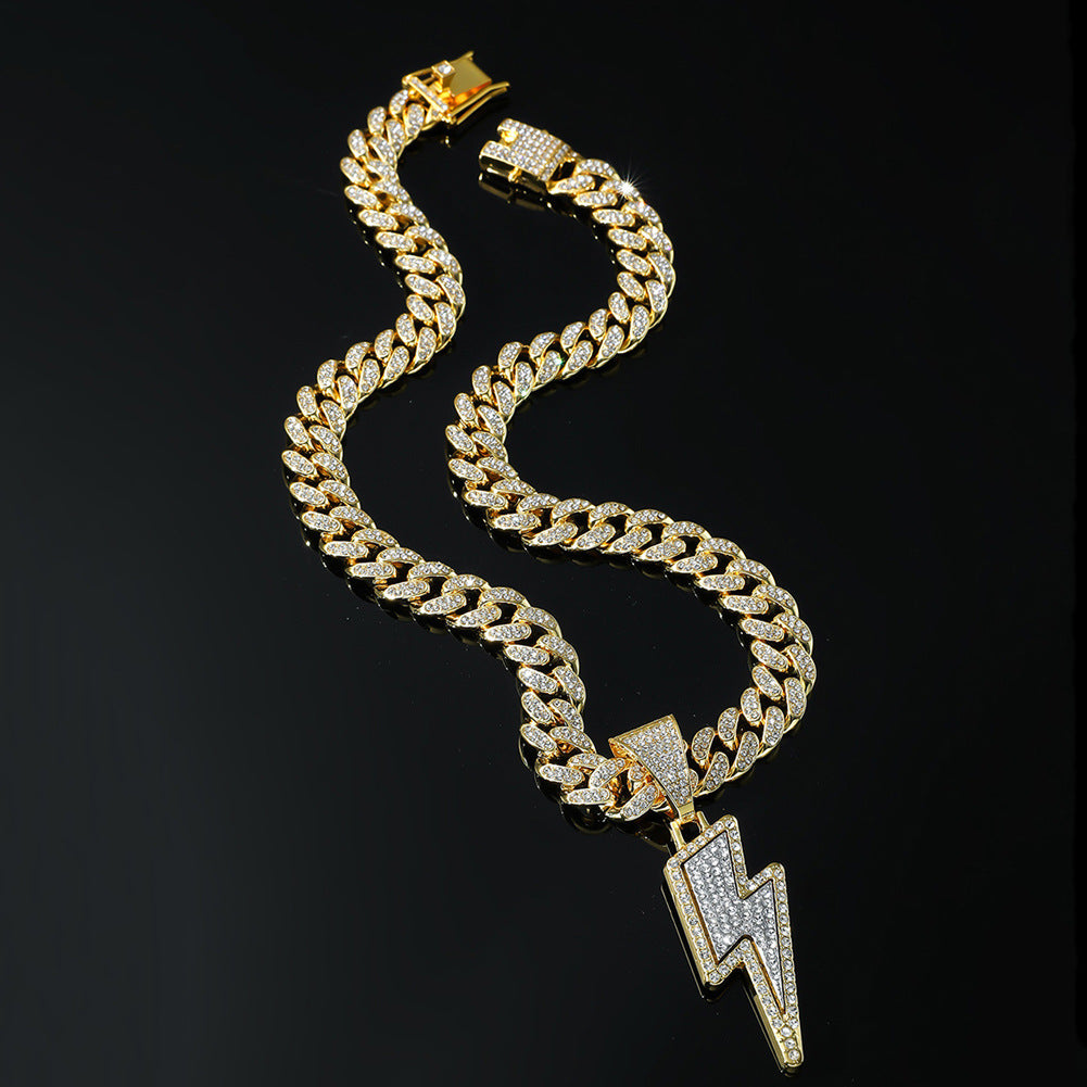 Hip-Hop Lightning Cuban Chain Pendant Necklace