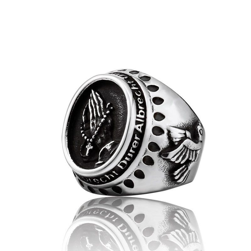 Retro-style Peace Dove Men's Ring