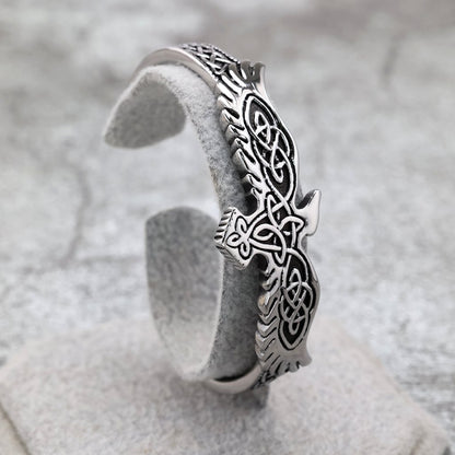 Nordic Punk Viking Raven Solid Stainless Steel C-Type Men Bracelet