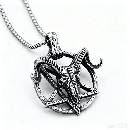Vintage Stainless Steel Hollow Goat Head Pendant Necklace for Men