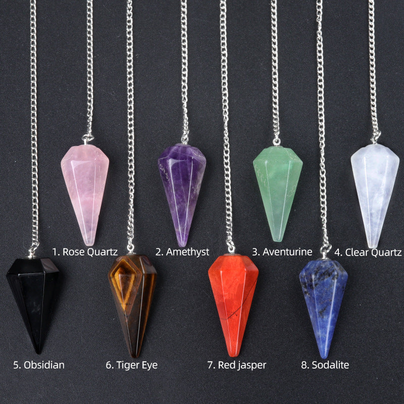 Crystal stone polished hexagonal spirit column pendulum