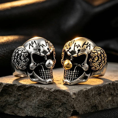 Men's Vintage Clown Skull Stainless Steel Ring
