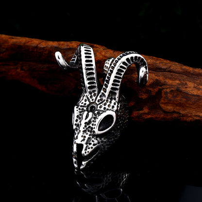 Men's Steel Goat Skull Retro Hip Hop Jewelry Pendant Necklace