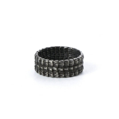 Vintage Solid Stainless Steel Slim Narrow Dragon Pattern Band Ring for Men