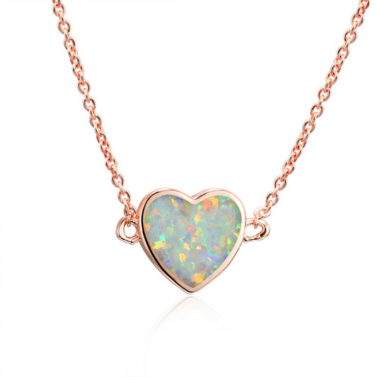 Opal Love Heart Necklace