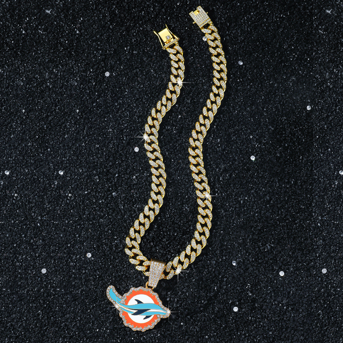 Hip-Hop Style Dolphin-Shaped Cuban Chain Pendant Necklace