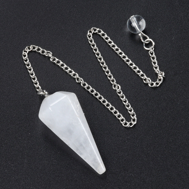 Crystal stone polished hexagonal spirit column pendulum