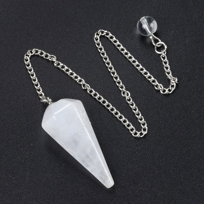 Crystal stone polished hexagonal spirit column pendulum