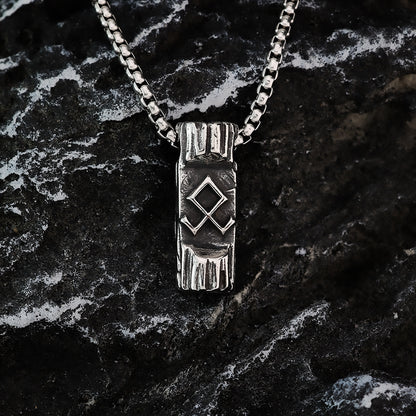 Vintage Stainless Steel Viking Symbol Pendant Necklace for Men
