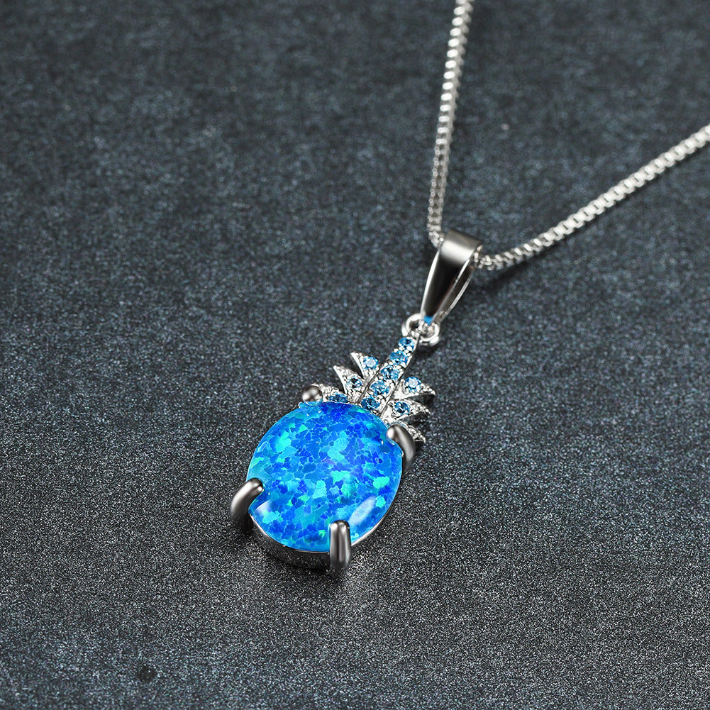 Opal Pineapple Pendant Necklace