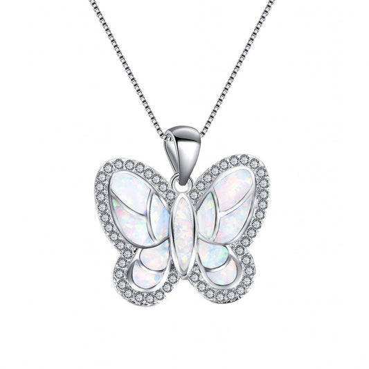 Multi-piece Australian-style small diamond butterfly-shaped pendant necklace