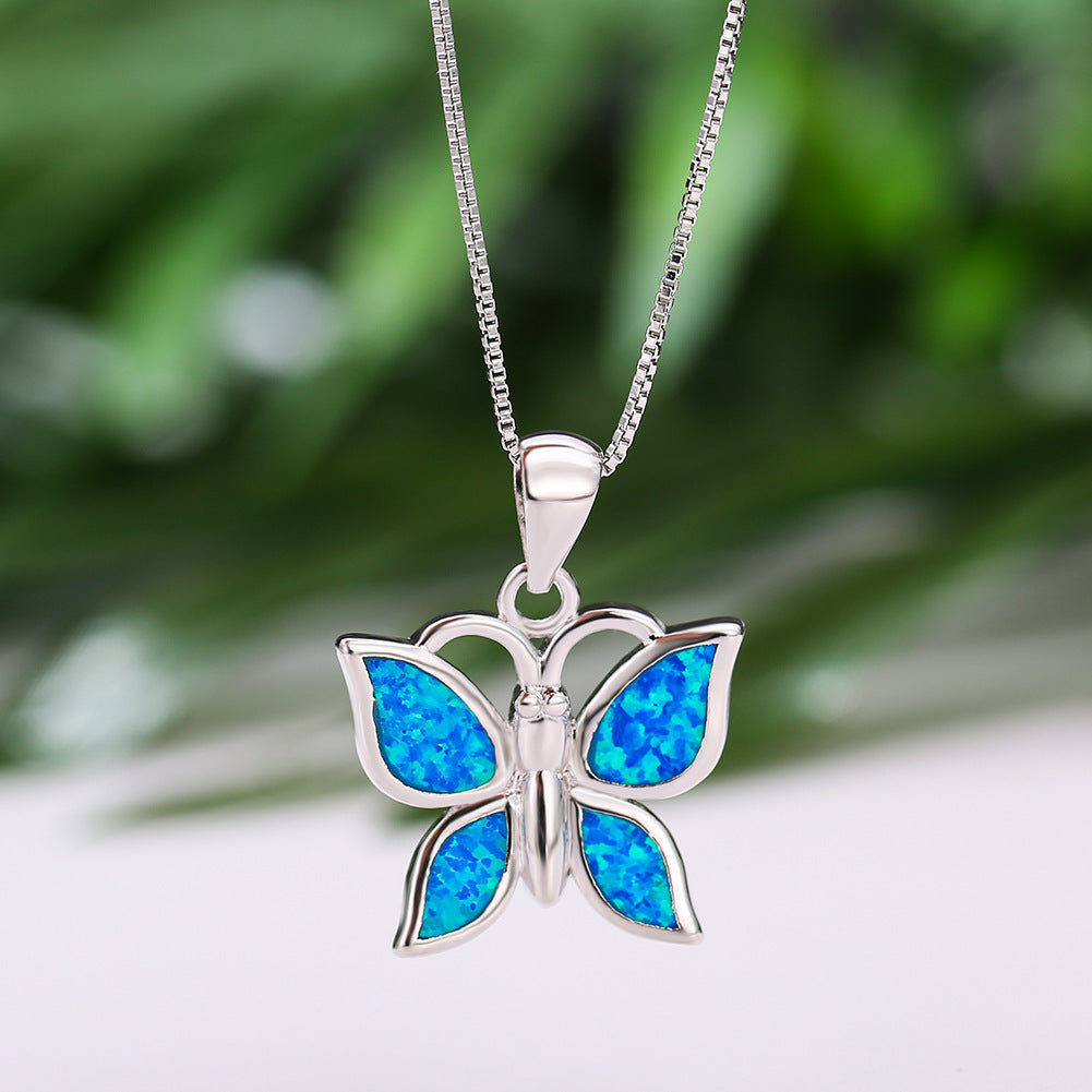 Blue Australian butterfly pendant necklace