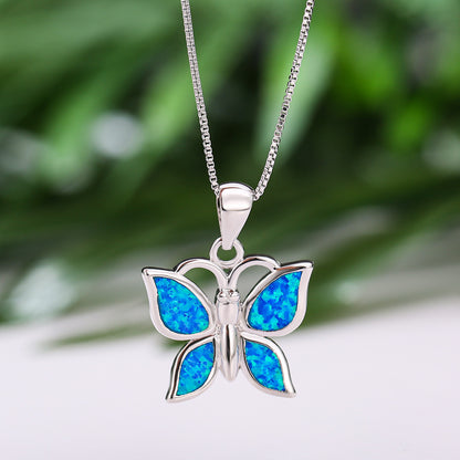 Blue Australian butterfly pendant necklace
