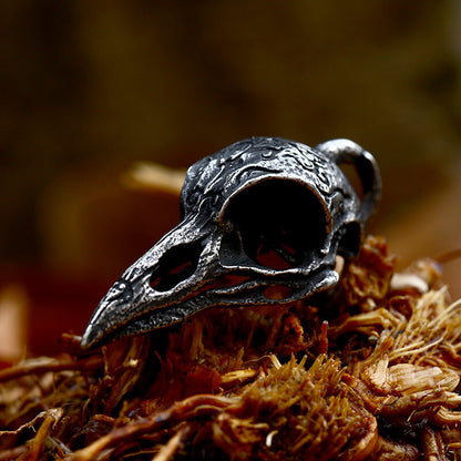 Men's Engraved Crow Pendant Necklace
