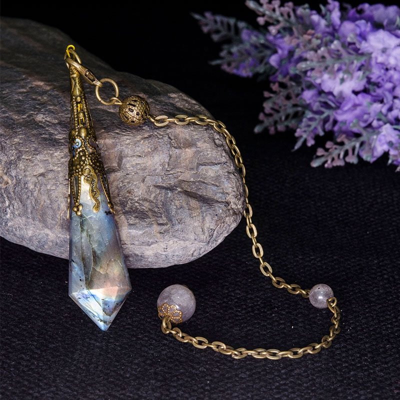 Vintage 12-Faceted Labradorite Meditation Pendulum
