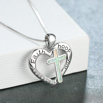 Opal Love Cross Necklace