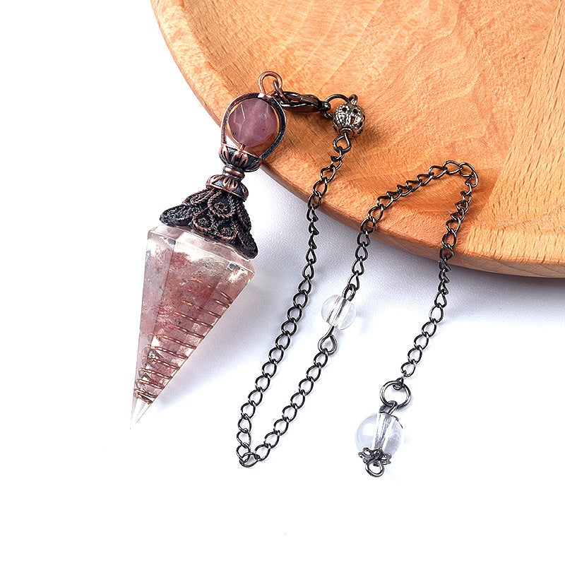 Antique copper crystal semi-precious stone multi-colored gravel resin spirit pendulum