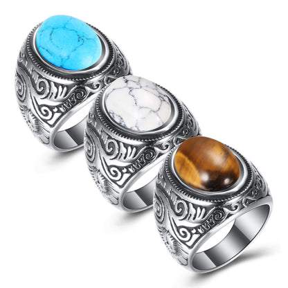 Men's Vintage Turquoise Tiger's Eye Ring