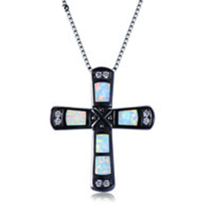 New X-letter cross opal pendant necklace