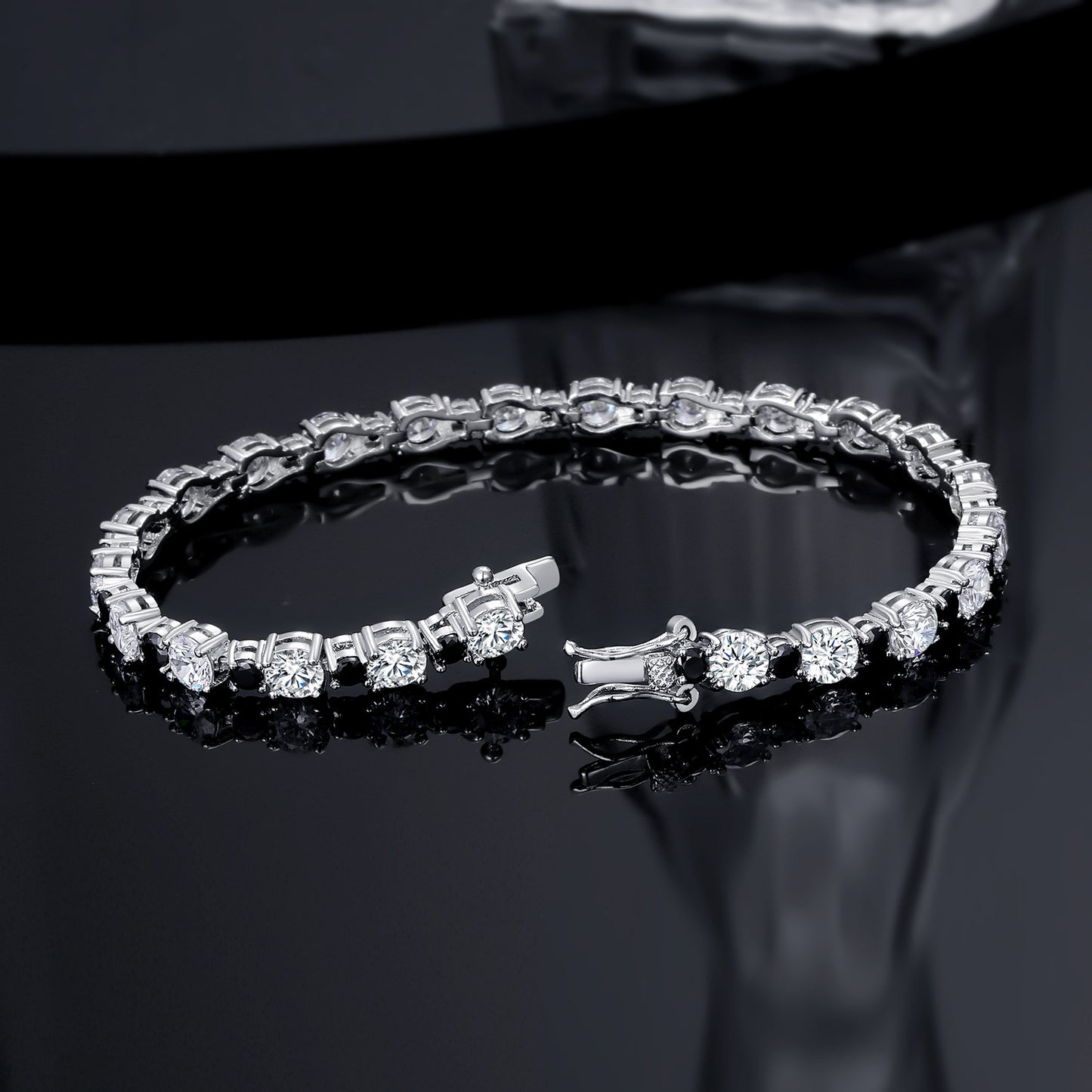 Women&Men's 5mm Round Zircon Eight-Shaped Clasp Tennis Bracelet
