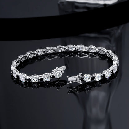 Women&Men's 5mm Round Zircon Eight-Shaped Clasp Tennis Bracelet