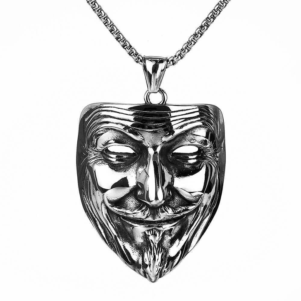 Vintage Stainless Steel Men's Movie Mask Pendant Necklace for Men