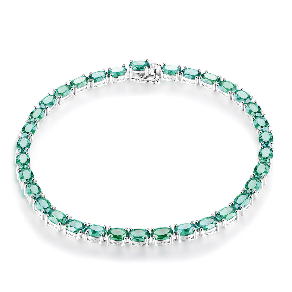 Women's Sterling Silver Pear Cut Emerald Gem Tennis Bracelet