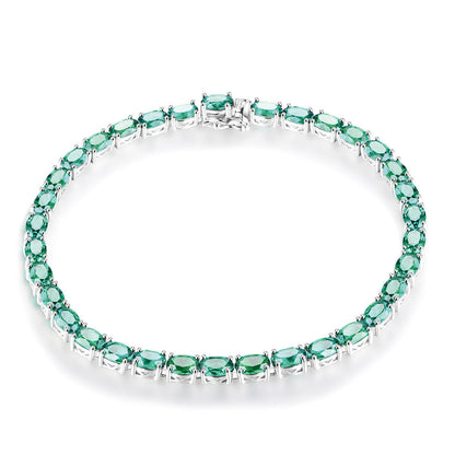 Women's Sterling Silver Pear Cut Emerald Gem Tennis Bracelet
