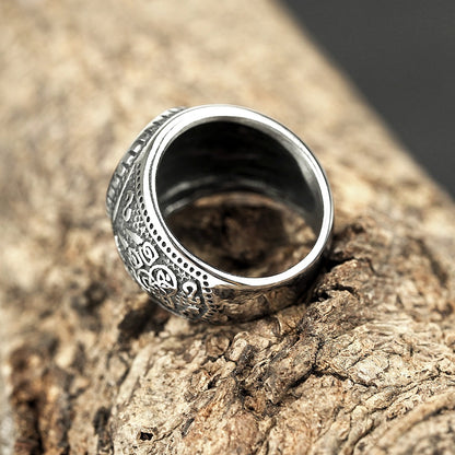 Vintage Nordic Stainless Steel Viking Bear Paw Rune Ring for Men, Hip Hop Style