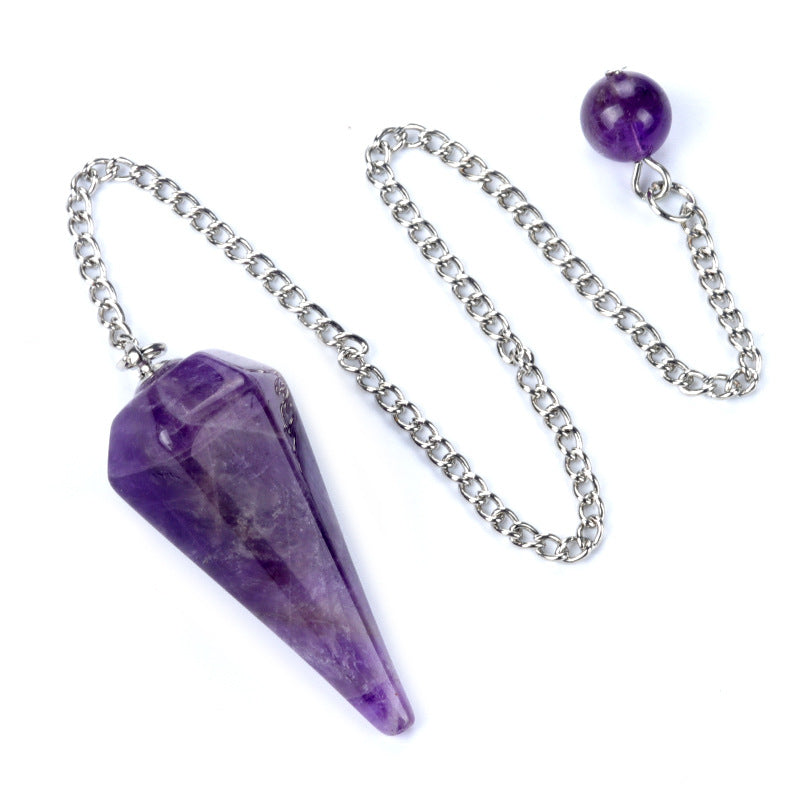 Crystal stone polished hexagonal spirit column pendulum