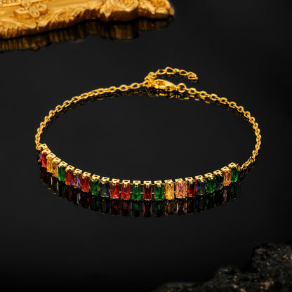 Women&Men's 2mm Colorful Zircon Adjustable Tennis Bracelet