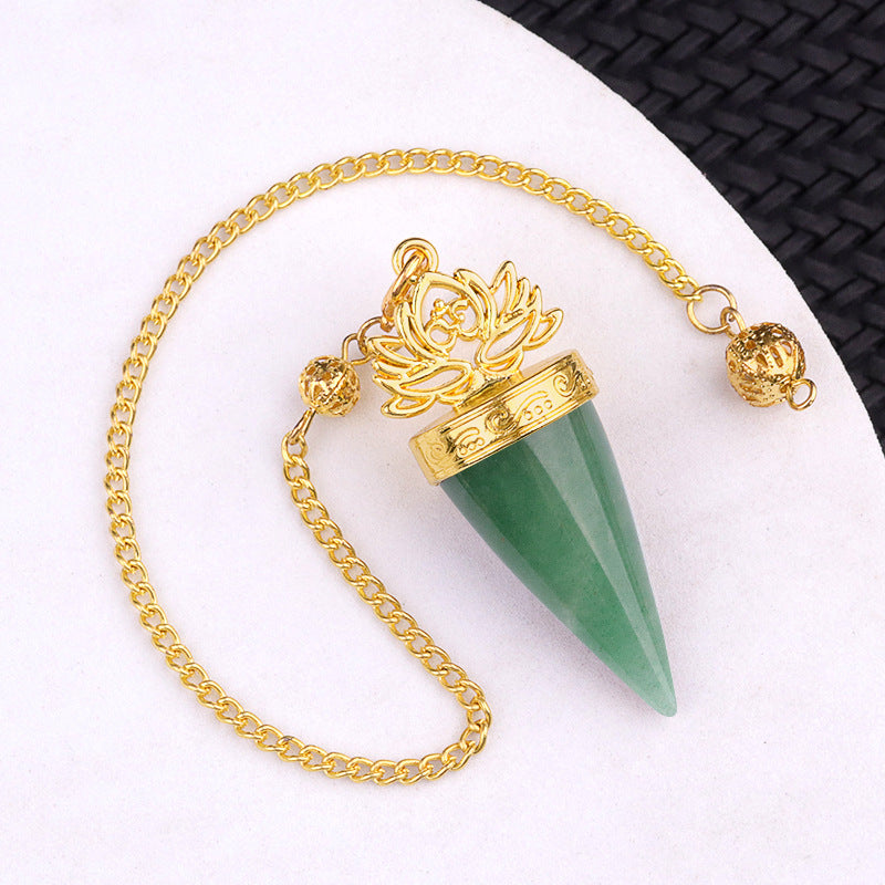 Ancient Golden lotus cone meditation yoga crystal spirit pendulum