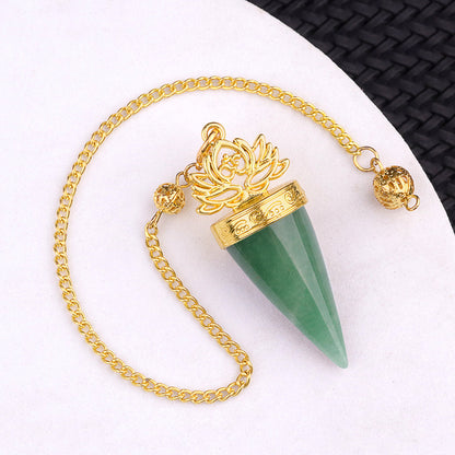 Ancient Golden lotus cone meditation yoga crystal spirit pendulum