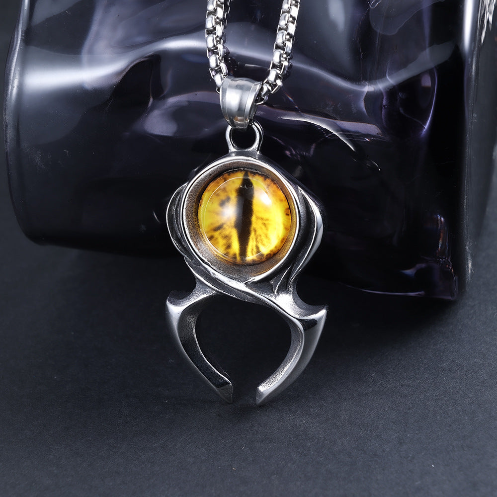Men's Steel Evil Eye Claw Pendant Necklace