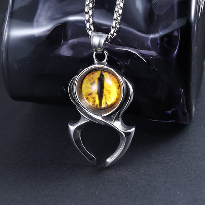 Men's Steel Evil Eye Claw Pendant Necklace