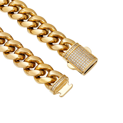 Men’s 18K Gold Plated Stainless Steel Cuban Link Chain Bracelet Fashion Hip Hop Wrist Jewelry