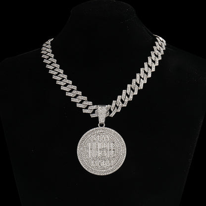 Street Round Hip-Hop Exaggerated Cuban Chain Pendant Necklace