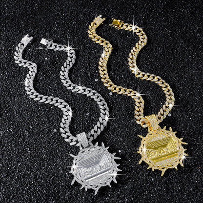 Hip-Hop Round Last Supper Cuban Chain Pendant Necklace