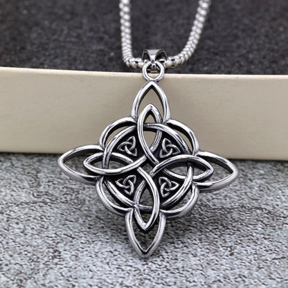 Vintage Stainless Steel Celtic Knot Pendant Necklace for Men