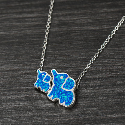 Opal Elephant Necklace