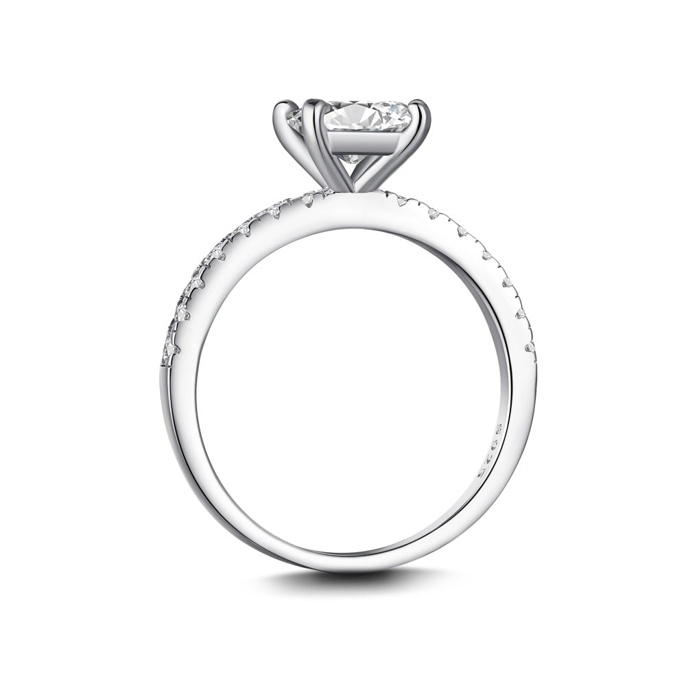 Women's 1.5ct Zirconia Narrow Band Delicate Engagement Ring, S925 with White Gold Plating