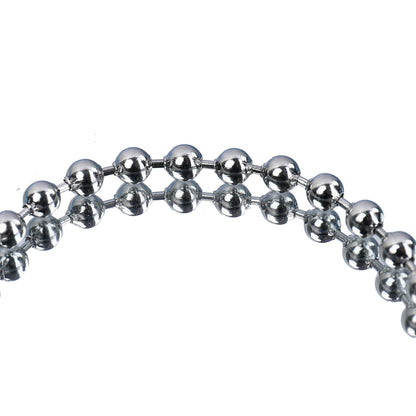 Silver Stainless Steel Round Ball Chain Bracelet for Men, Medical Curved Tag with Lobster Clasp Wrist Chain